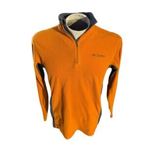 Columbia Mens Fleece Jacket Orange Quarter Zip Size XS